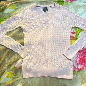 Tommy Hilfiger white L or pink S cotton cable knit sweater